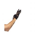 (6PC.PACK)STRETCH LACE WRIST LENGTH GLOVES O/S BLK