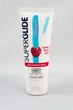 HOT Superglide edible lubricant waterbased - RASPBERRY - 75m