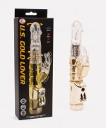U.S. Gold Lover vibrating&rotating penis, Gold-Clear, 3AAA, 